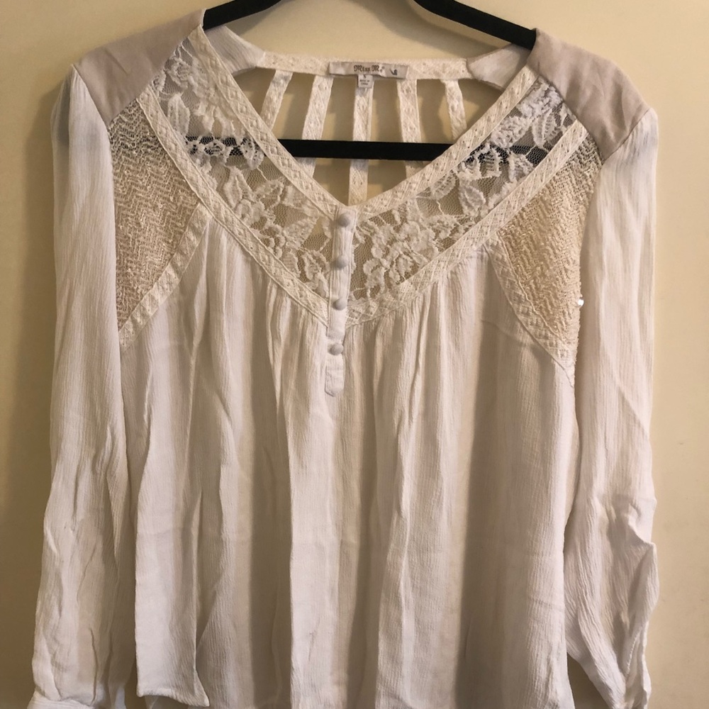 Miss me lace and leather padded long sleeve!